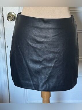 H&M Black Faux Leather Mini Skirt
